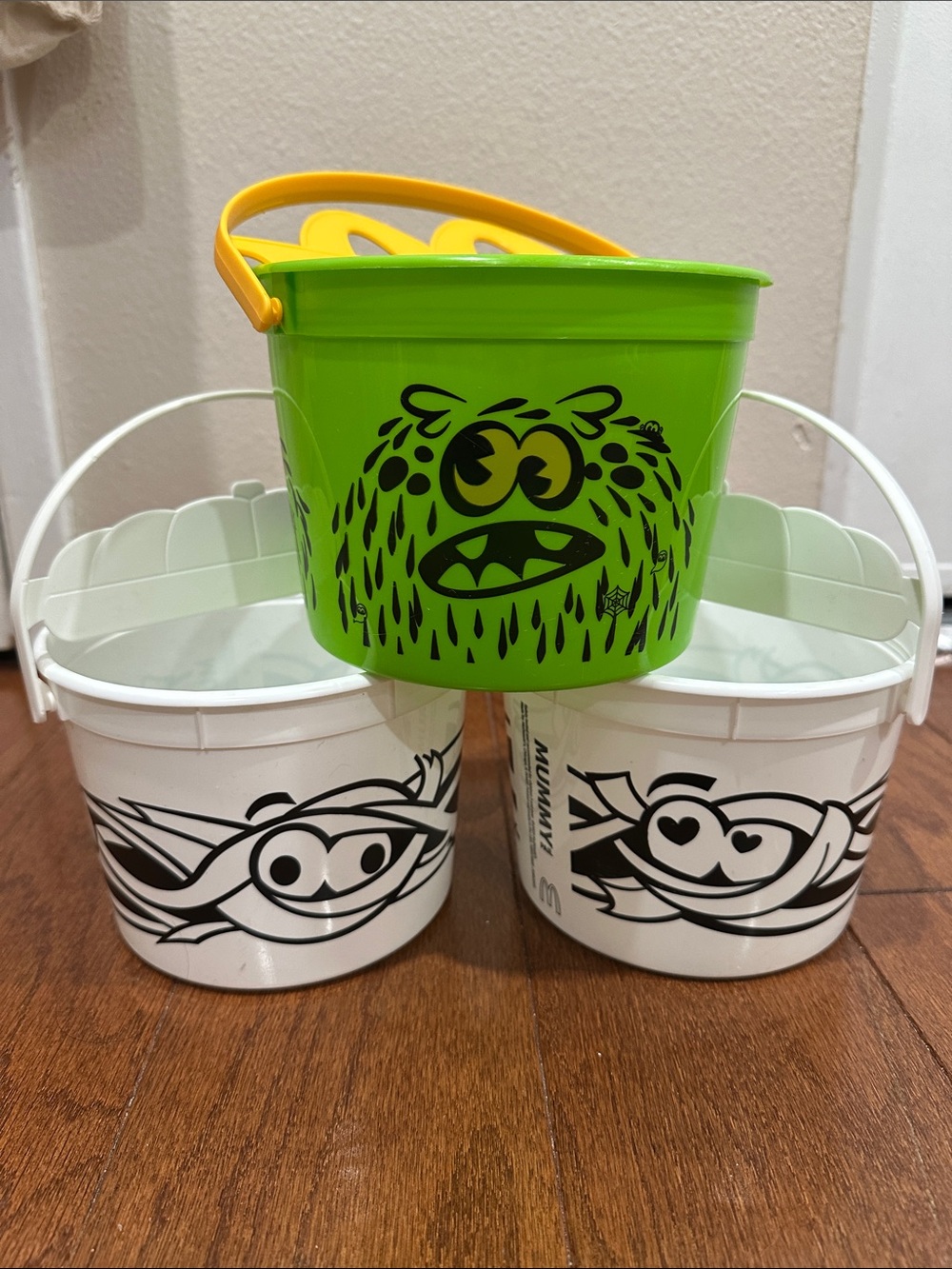 McDonald's White Mummy and green monster Pail Boo bucket bundle